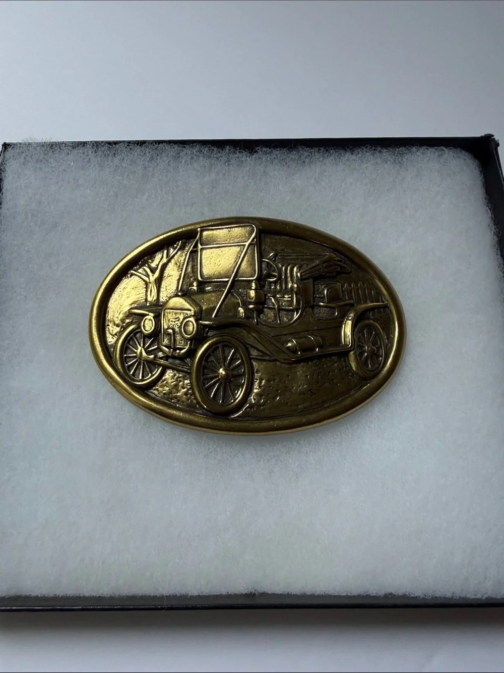 Vintage Brass  Oval Vintage Car Belt Buckle or Decor Unisex